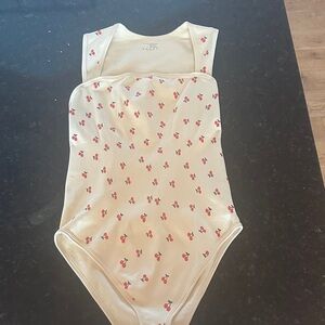 Cherry Print bodysuit top large